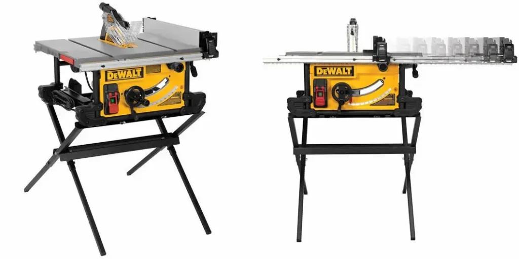 DeWalt DWE7491X 10-inch jobsite table saw with 32-1/2 inch rip capacity and scissor stand