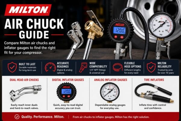Milton Air Chuck Guide: Tire Chucks, Inflator Gauges & Digital Options